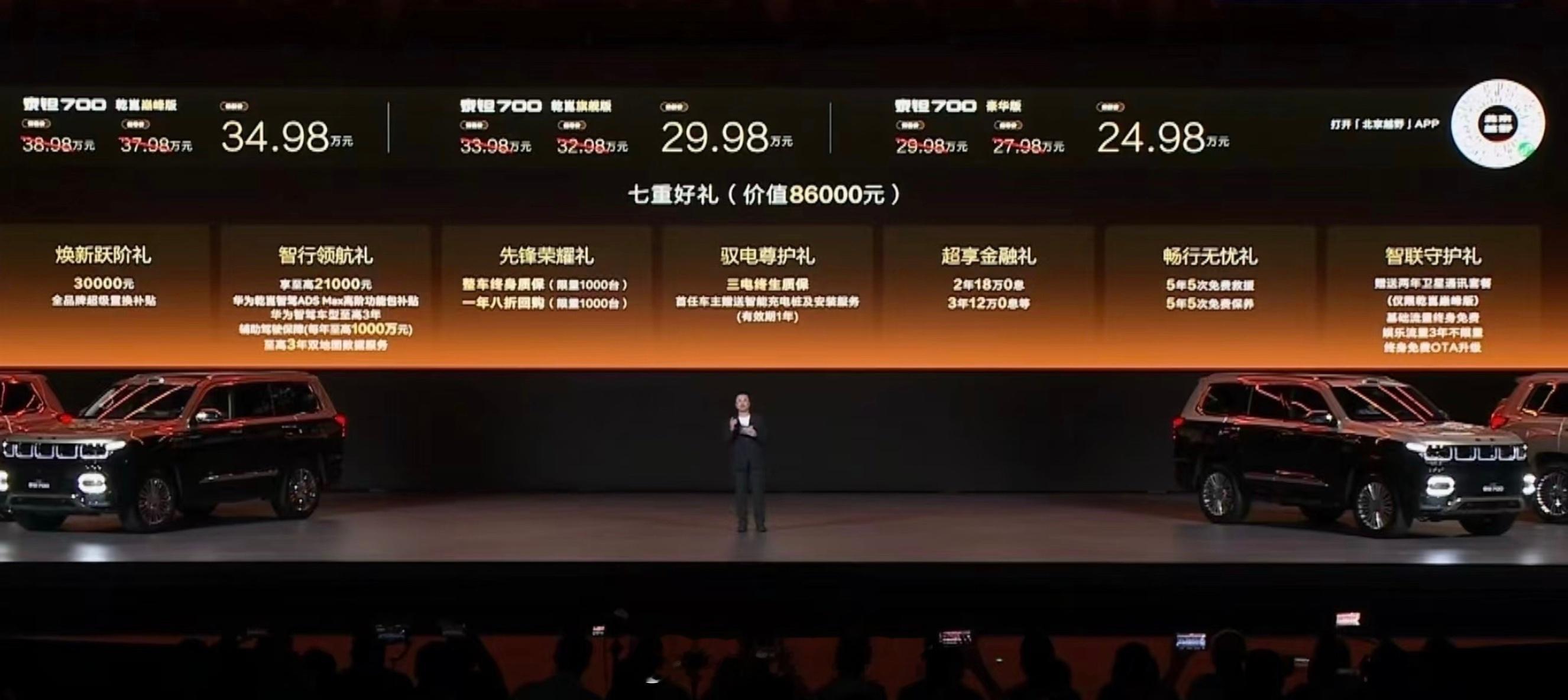 北京越野泰钽 700 正式上市同期开始交付。售价24.98 万 - 34.98 