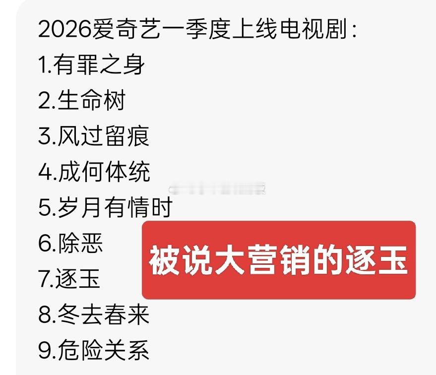 爱奇艺财报说:Q1爱奇艺营销费用下降，之前都说《逐玉》大营销，这是不是为逐玉辟谣