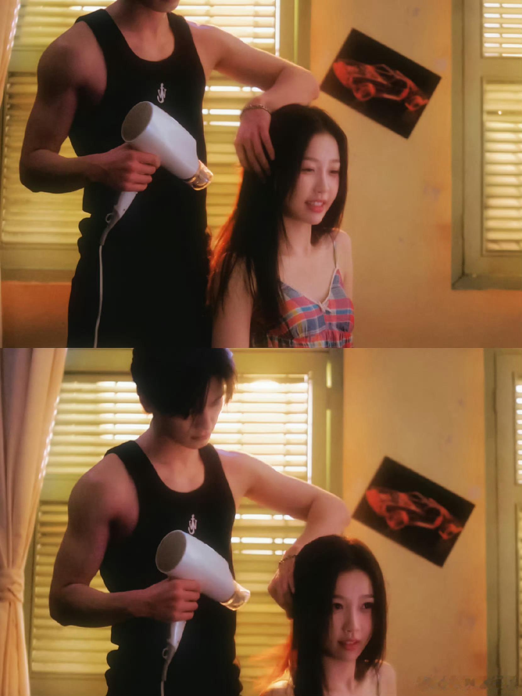 潮湿雨夜的出租屋，昏暗灯光下吹风机的暖意流淌，靳朝与姜暮的温柔互动将暧昧与救赎具