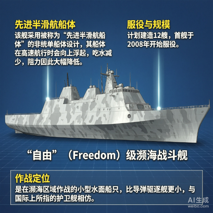 军事ai新视野 美国“自由”级濒海战斗舰“自由”（Freedom）级是美国研制的