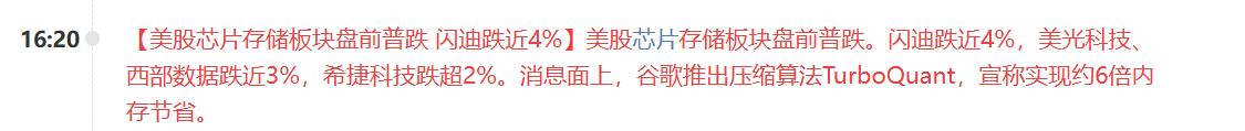 完犊子！存储的DEEPSEEK时刻来了，存储板块行情就要终结了吗？

谷歌推出压