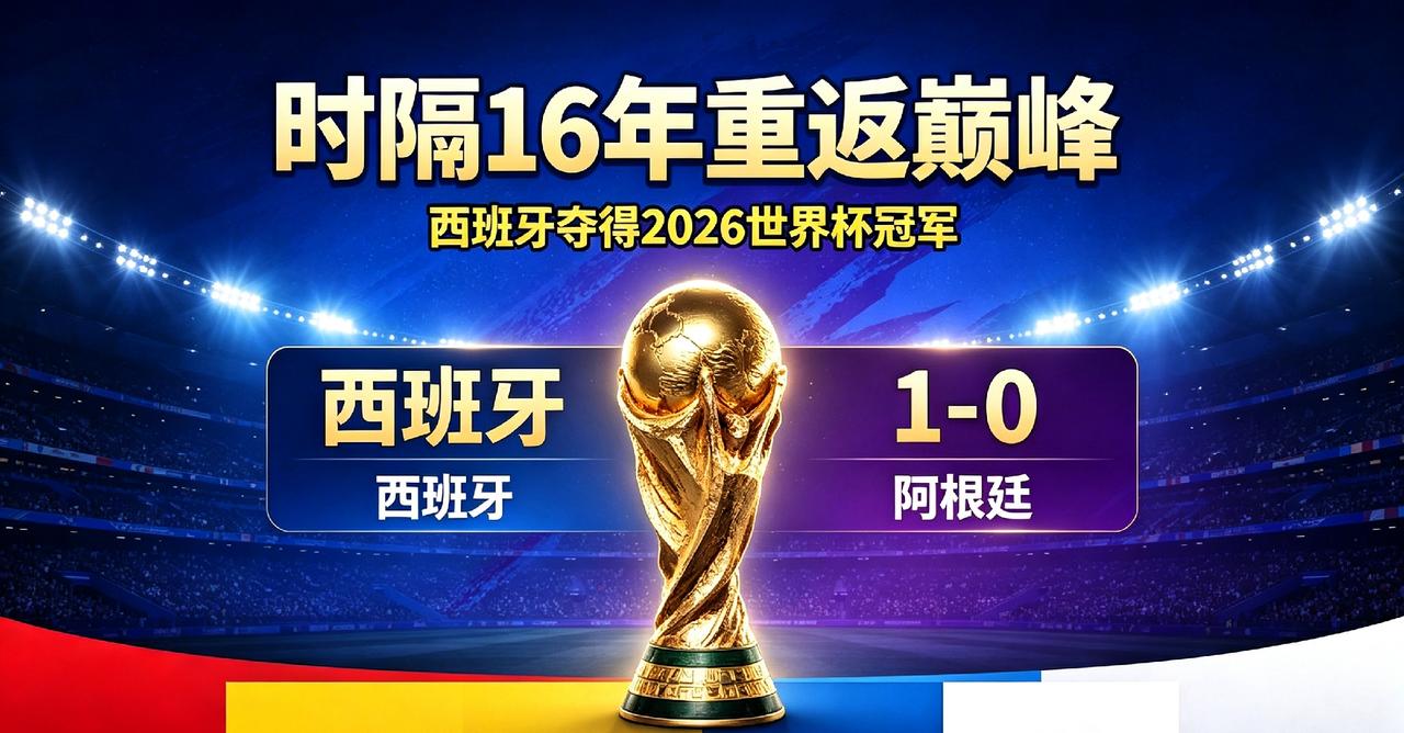 时隔16年重返巅峰！西班牙1-0阿根廷拿下2026世界杯冠军。
 
 
熬完12