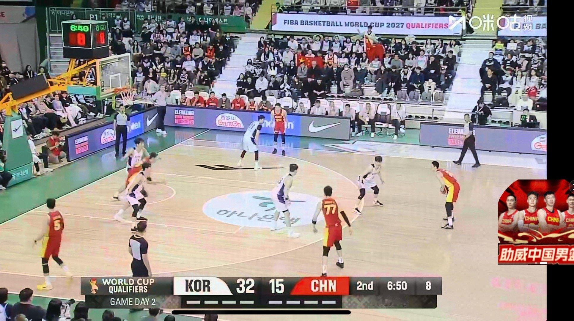 这比第一场还刺激，完全被韩国队打懵了，半场还没结束，就落后了20多分了，后面还能