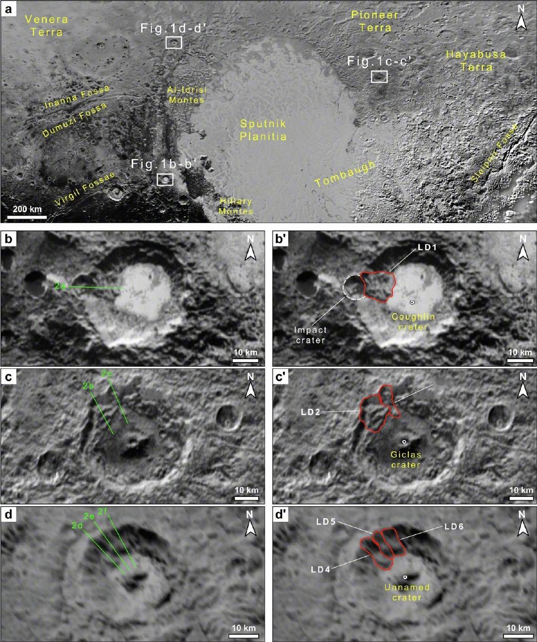科学家在冥王星上找到了6处大型山体滑坡。这是人类第一次在这颗矮行星上认出滑坡的痕
