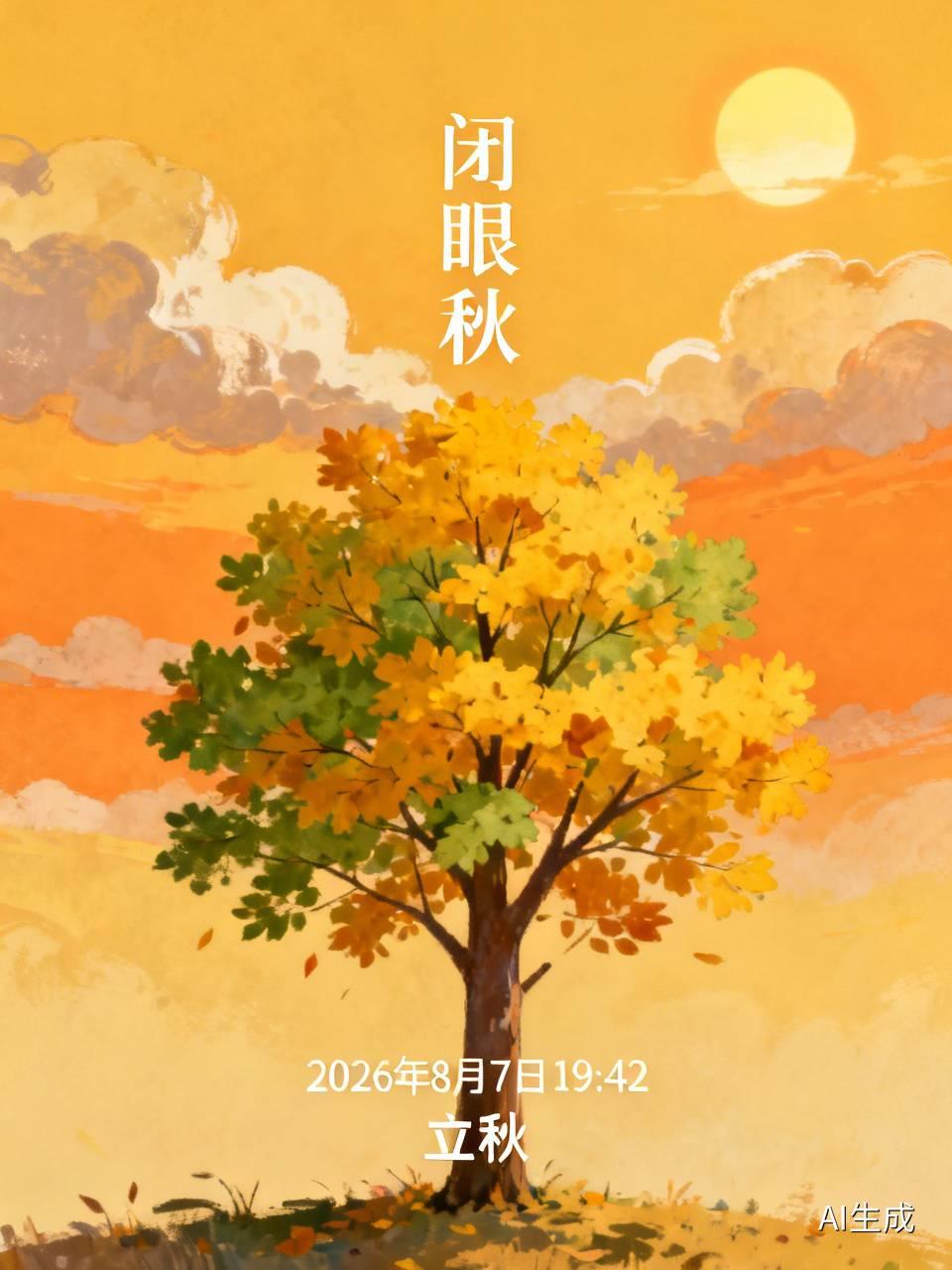 今年是闭眼秋

2026年立秋交节在8月7日19时42分，傍晚时分迎来立秋，民间