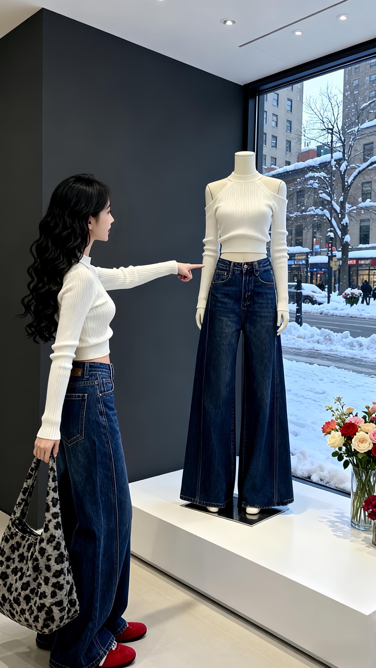 辣妹穿搭 街拍穿搭 牛仔裤搭配 冬季新款