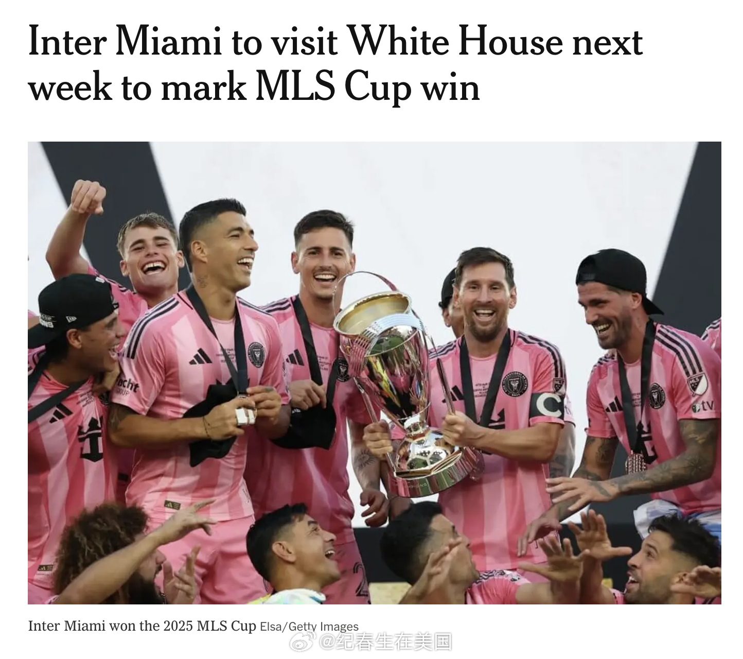 去年美国足球大联盟杯冠军迈阿密国际将于下周四访问白宫。梅西方面被问及是否会参加时