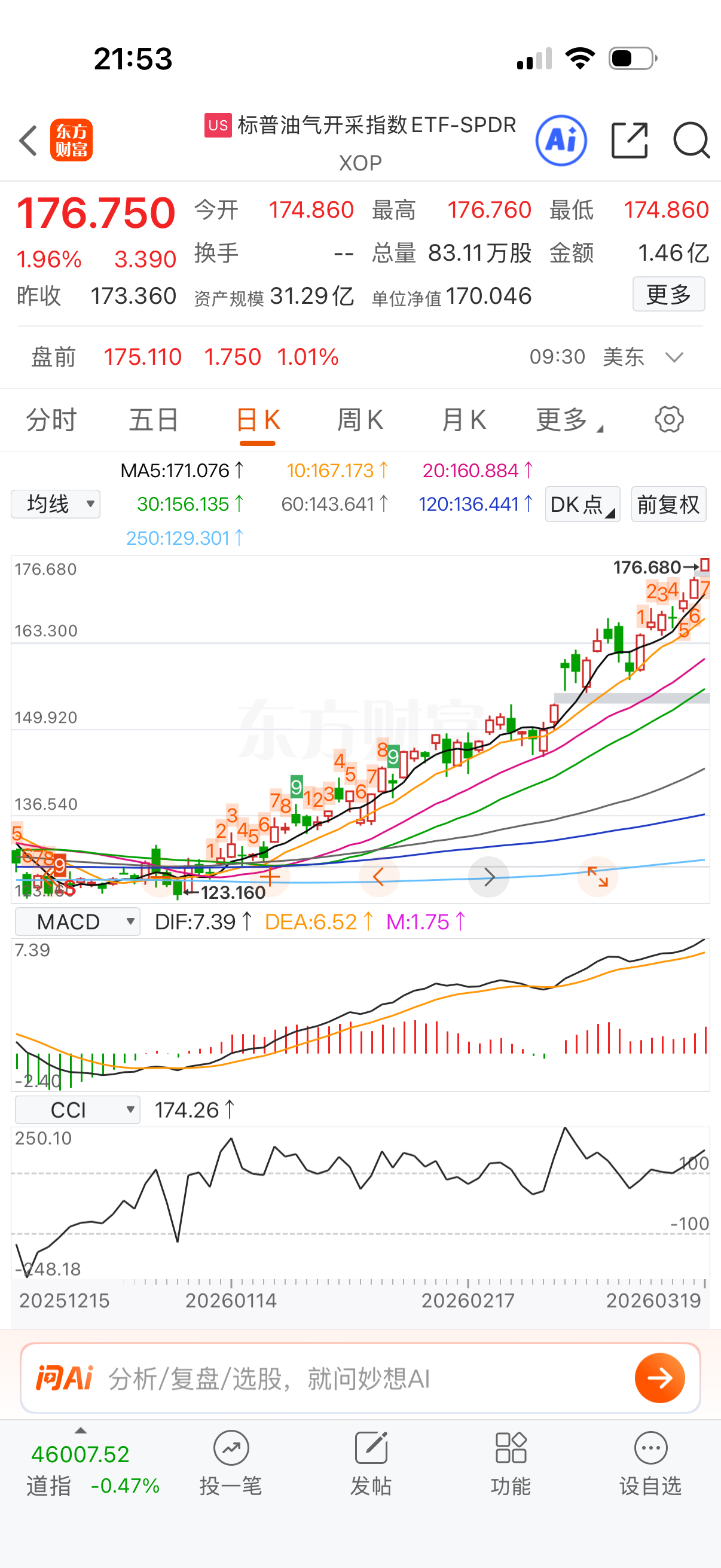 油气指数大涨，明天场内不至于暴击杀溢价就行，今天涨停有点夸张，不过溢价率不高，一