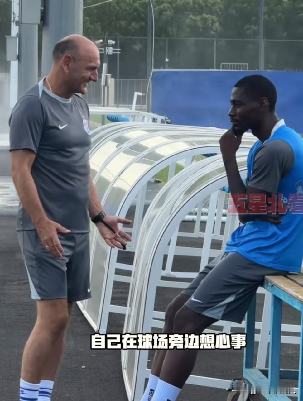 申花队阿苏埃在场边想什么？

五星体育今天晚上报道了上海申花即将在明天晚上迎战山