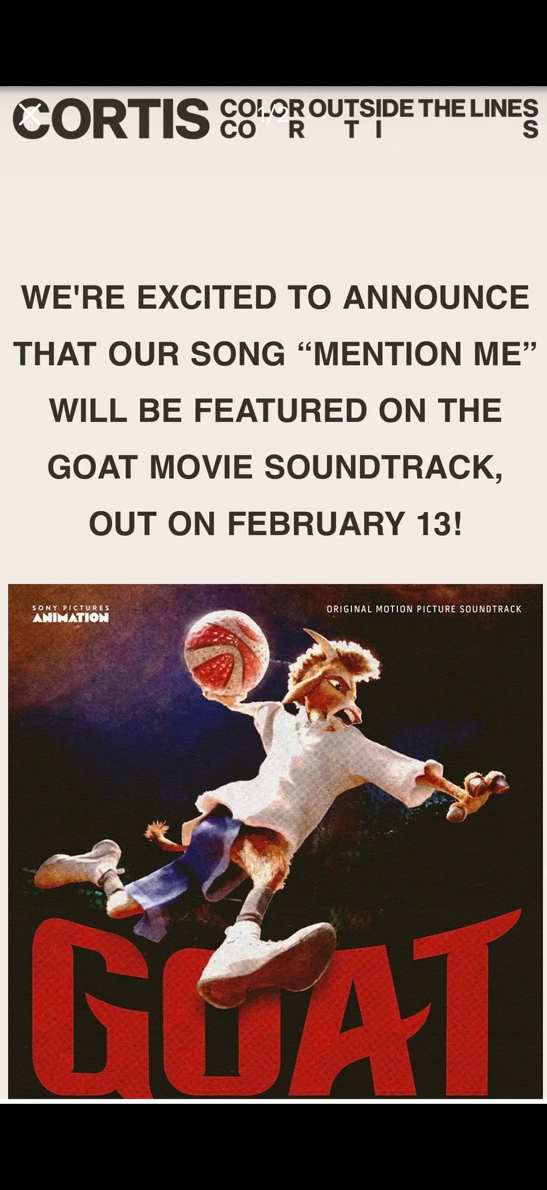 Cortis演唱电影ost Cortis将演唱电影《GOAT》插曲 MENTIO