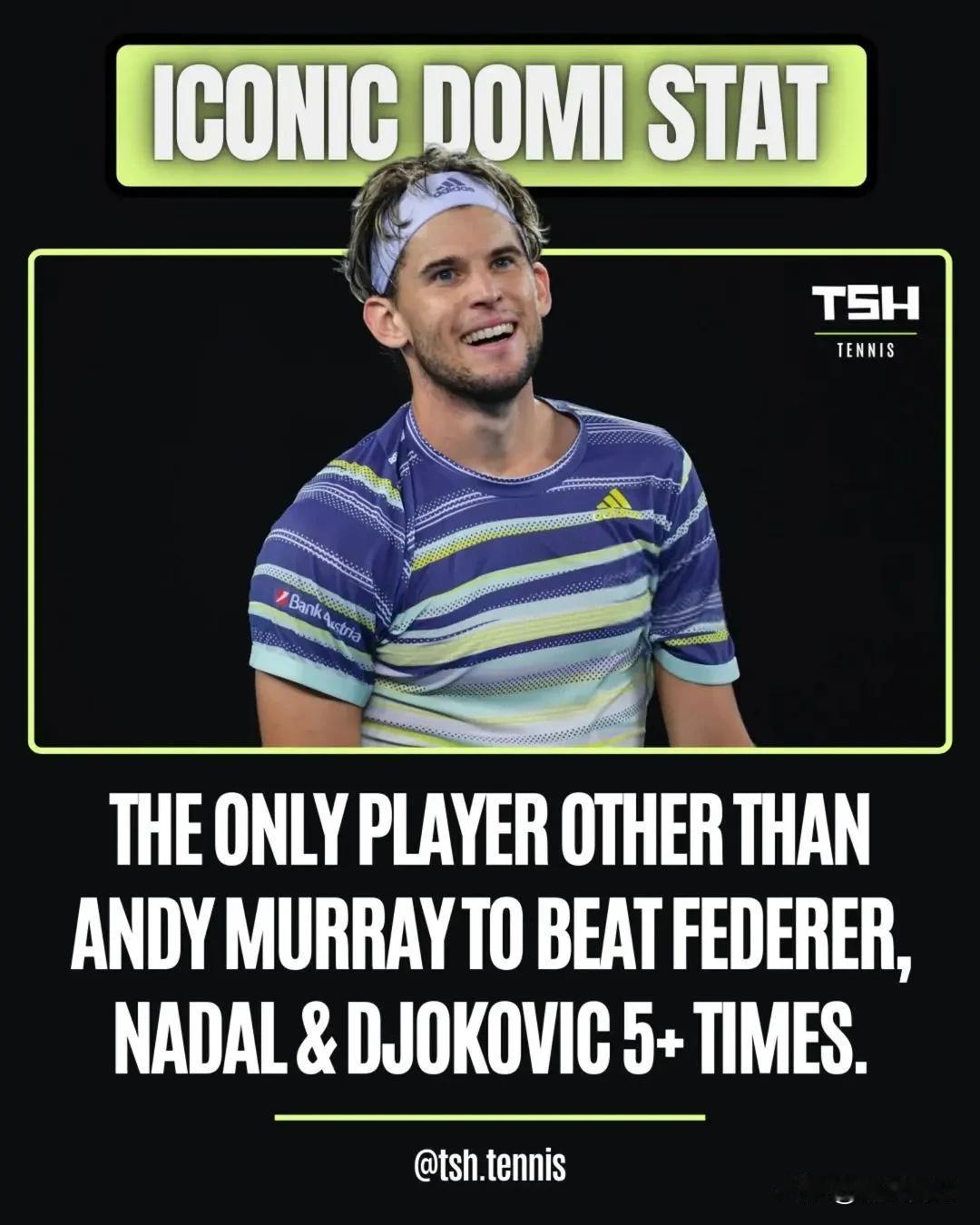 想知道多米尼克 •蒂姆有多伟大吗？只有他和
安迪•穆雷可以说他们已经打败了三巨头