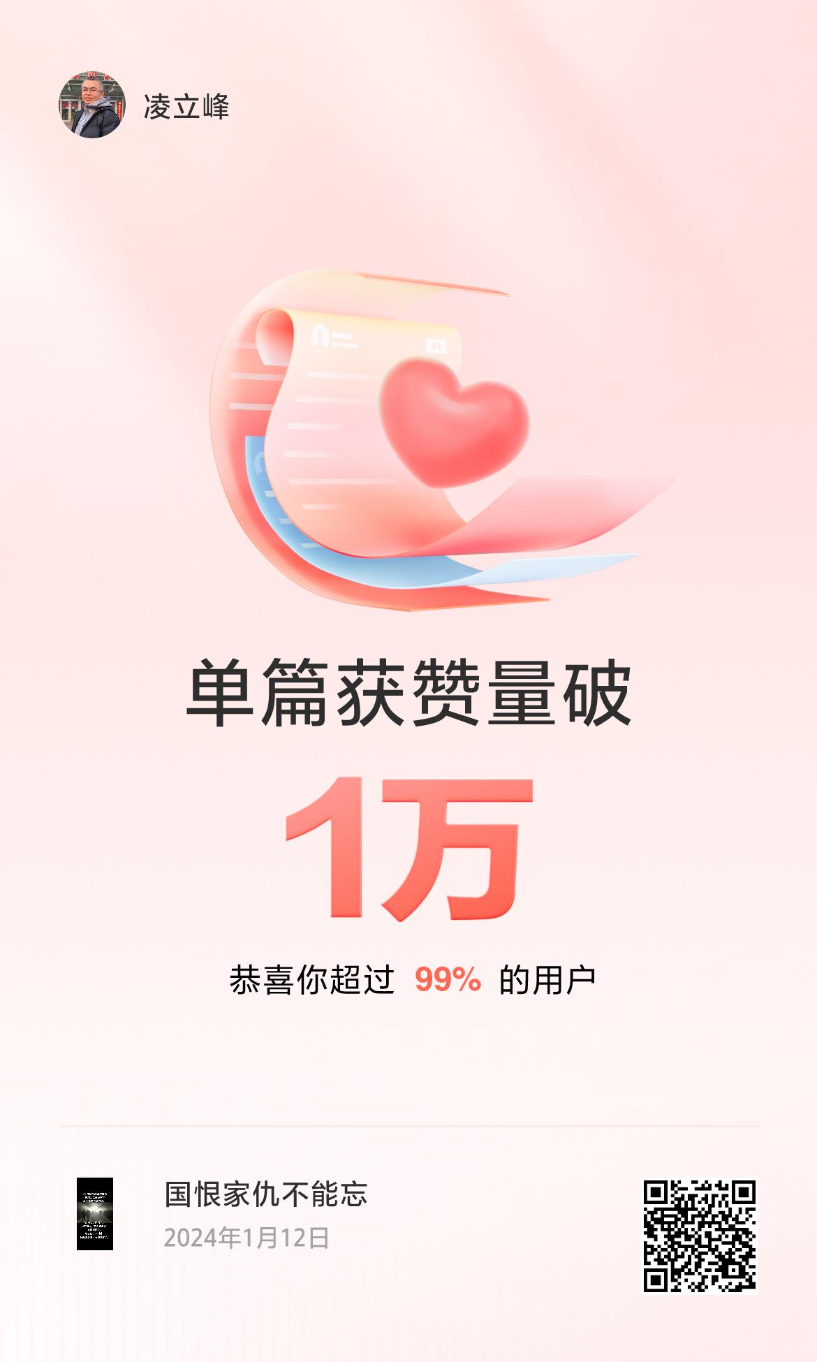 🔥我创作的单篇内容获得超过1万赞了！