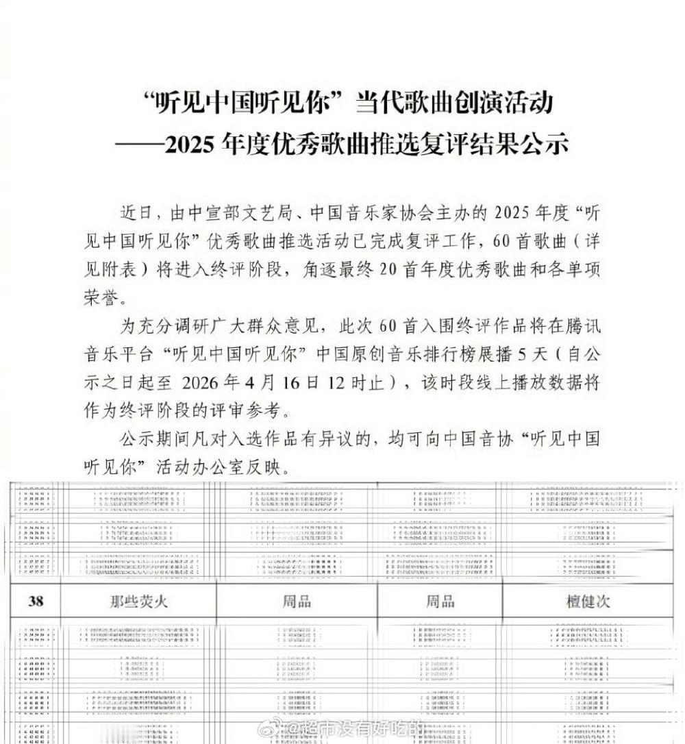 恭喜檀健次《那些荧火》入围了2025年度“听见中国听见你”优秀歌曲推选活动檀健次