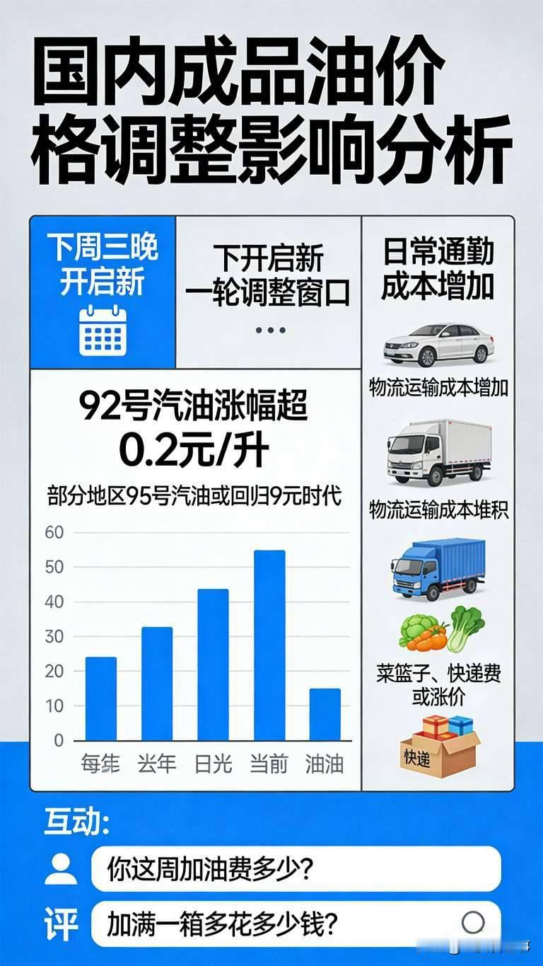 车主们坐不住了！国内油价或将重返“9元时代”，就在下周？

根据最新消息，国内成