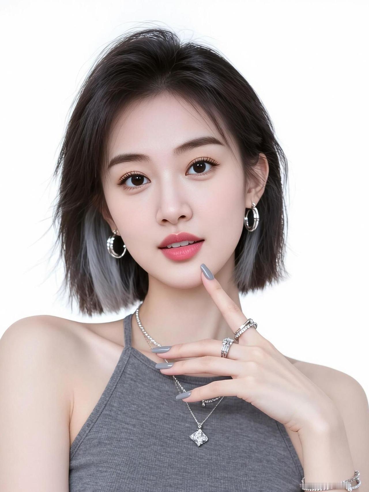 AI酷感短发自拍 抖音ai创作 高颜值