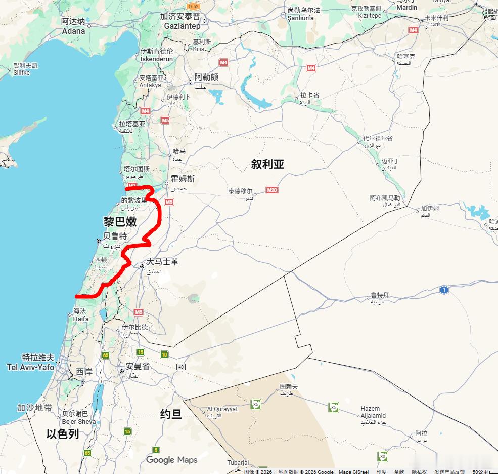 以色列外交部的地图中将黎巴嫩南部大片区域划成了以色列领土来源：IsraelMFA