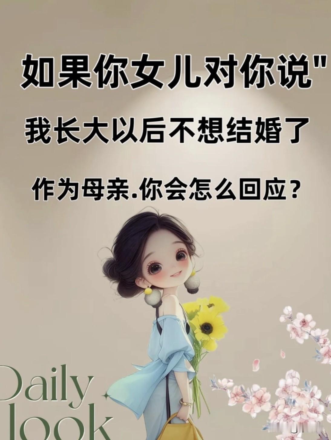 我会说，婚姻从来不是人生的必答题，幸福才是唯一的标准答案。
不想结婚可以，但不能