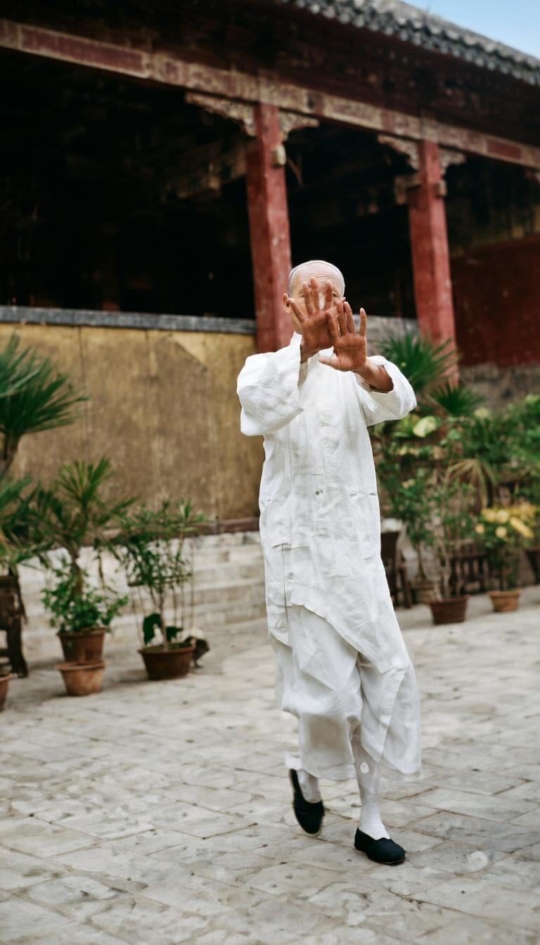 末代皇帝溥仪，在天津静园的庭院里，打着太极拳。
没有龙袍，没有仪仗，没有三跪九叩