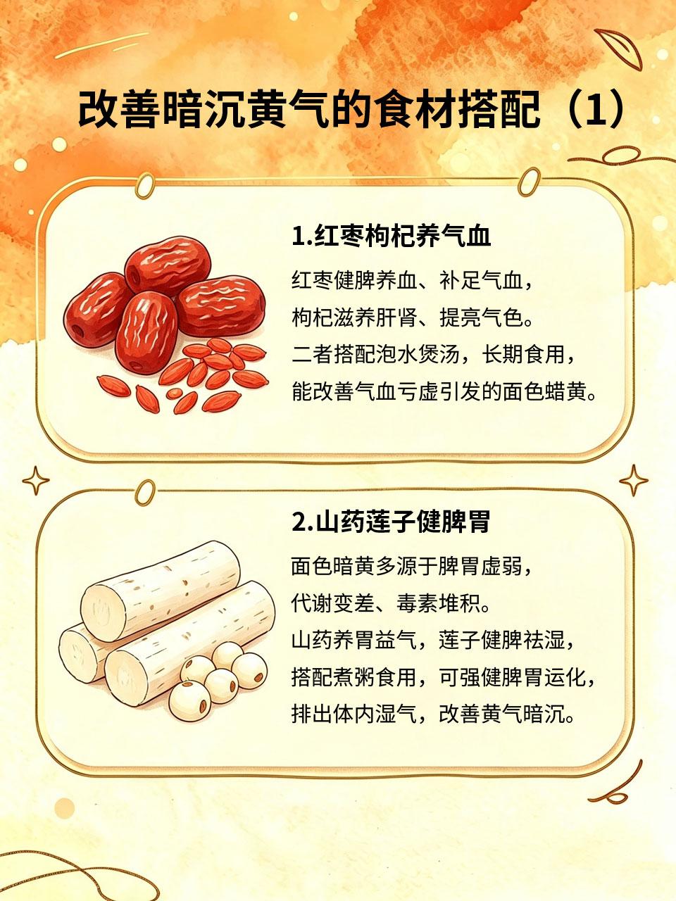 中医不骗人！普通食材搭配食疗，由内改善暗沉黄气
面色暗黄🟤、气色差😔、皮肤暗