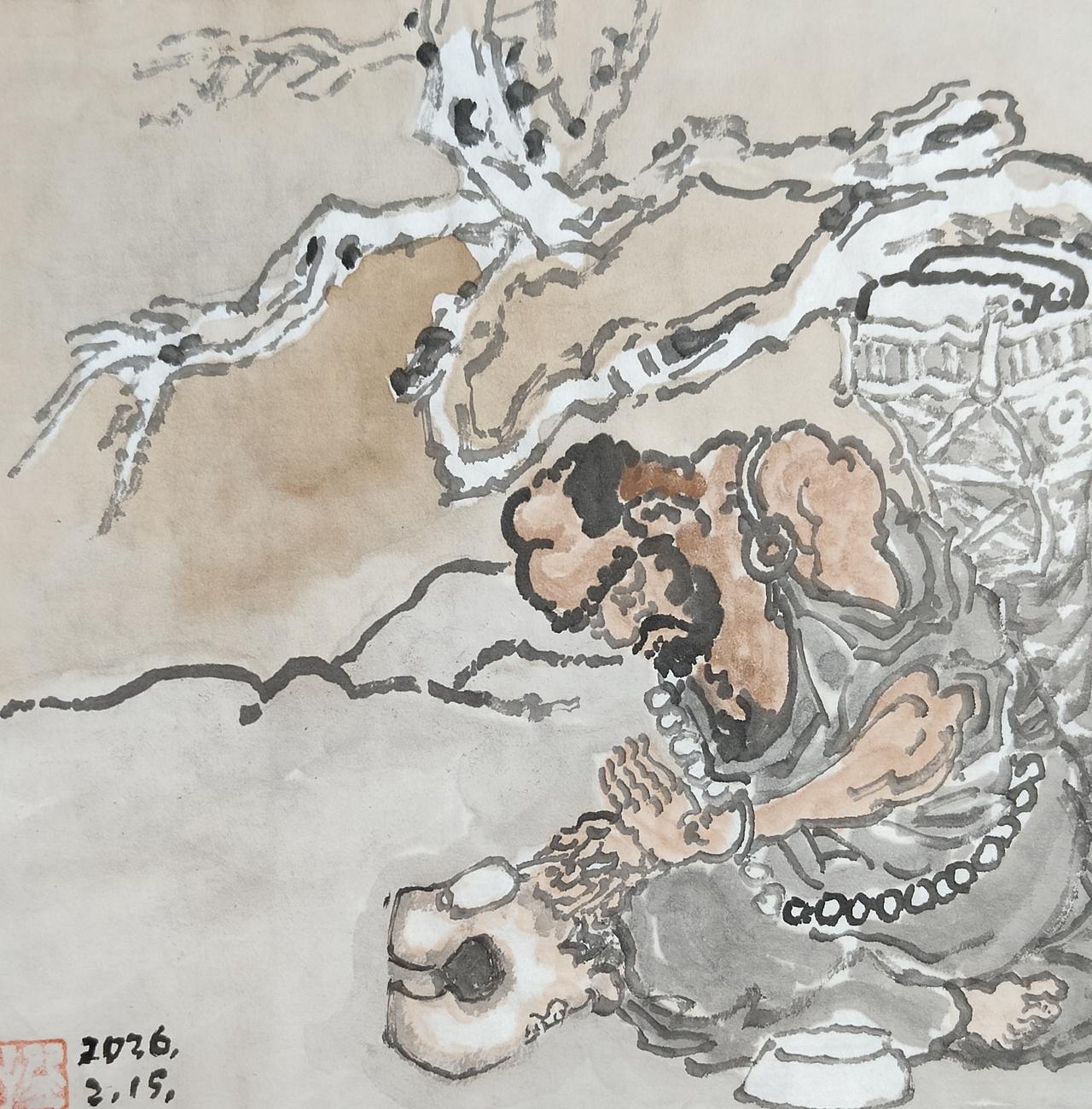 碗子的纸片水墨《还是古人会玩儿之九～日夜常醒》