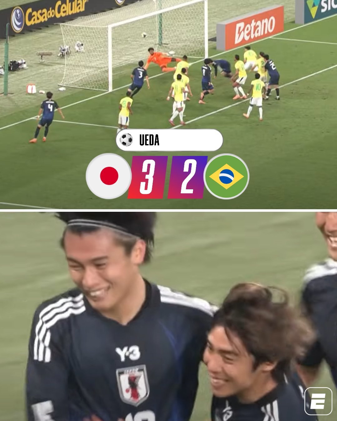 日本队史首胜巴西日本让二追三战胜巴西 0-2→3-2！国际友谊赛麒麟挑战杯，日本