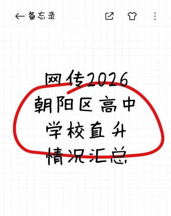 网传2026朝阳区高中学校直升情况汇总
高中  中考  直升校  择校  初升高