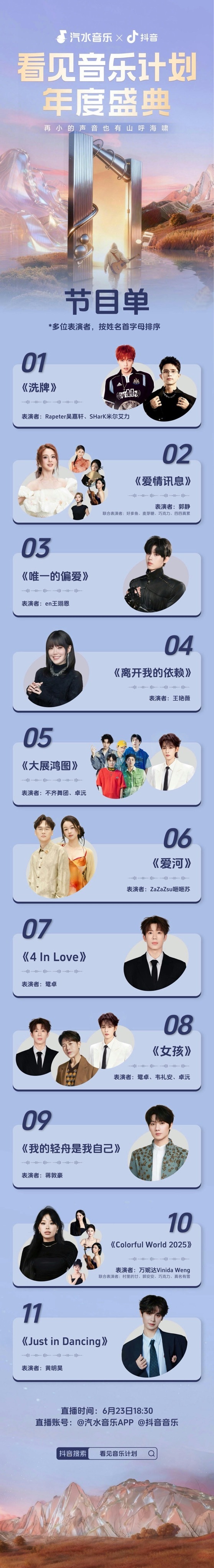 某音音乐盛典节目单公布！SHarK和Rapeter将合体《洗牌》🔥音乐盛典