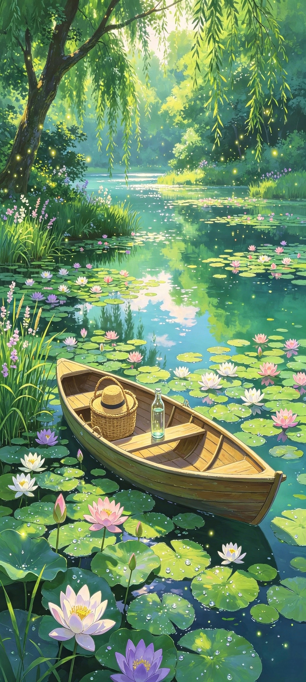 落花幽径，夜桥莲塘 