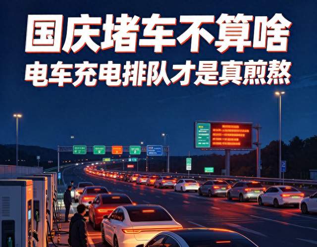 国庆自驾扎心一幕：高速堵车不算啥，电车充电排队才是真煎熬