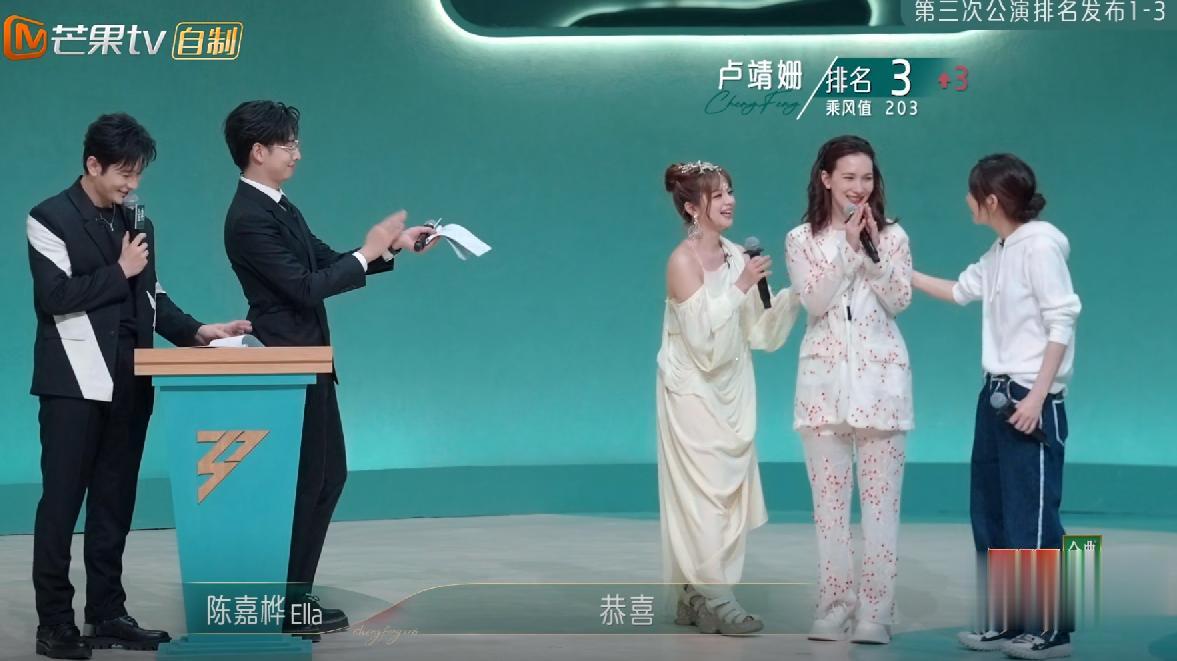 卢靖姗才是这一季浪姐最大的皇吧。初舞台第3，一公二公都是第6，三公又成为第3名。