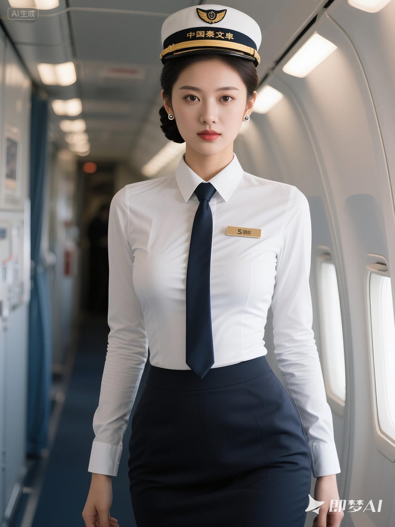 飞机上的美女空姐穿搭空姐 气质空姐 机场空姐 精致空姐 飞机上美景 航空美女