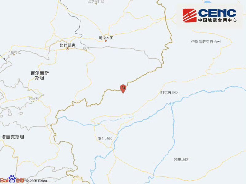：中国地震台网正式测定：12月27日03时44分在新疆克孜勒苏州阿合奇县（北纬4