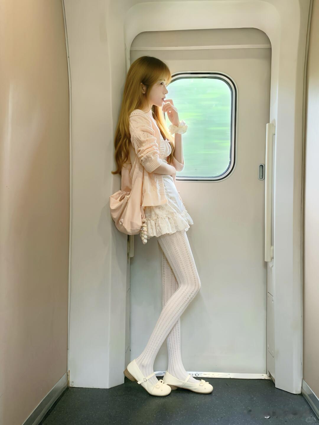 毛衫搭配白色丝袜，少女心满满，粉嫩穿搭。穿搭如何才能穿搭出美感又能彰显个性? 你