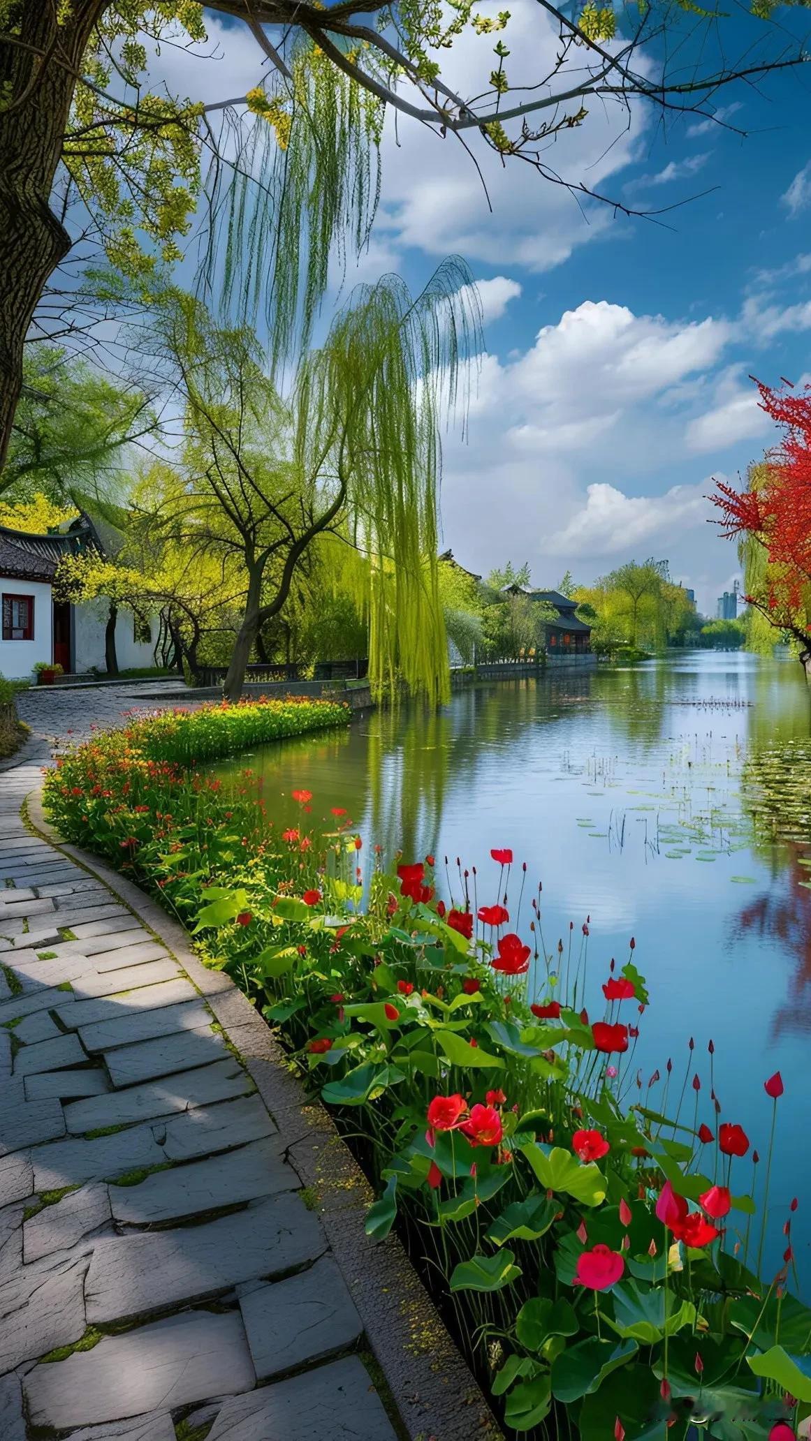 江南水乡，绿水悠悠。#荷塘荷叶美景# #荷花风景图分享# #荷池美景分享# #醉