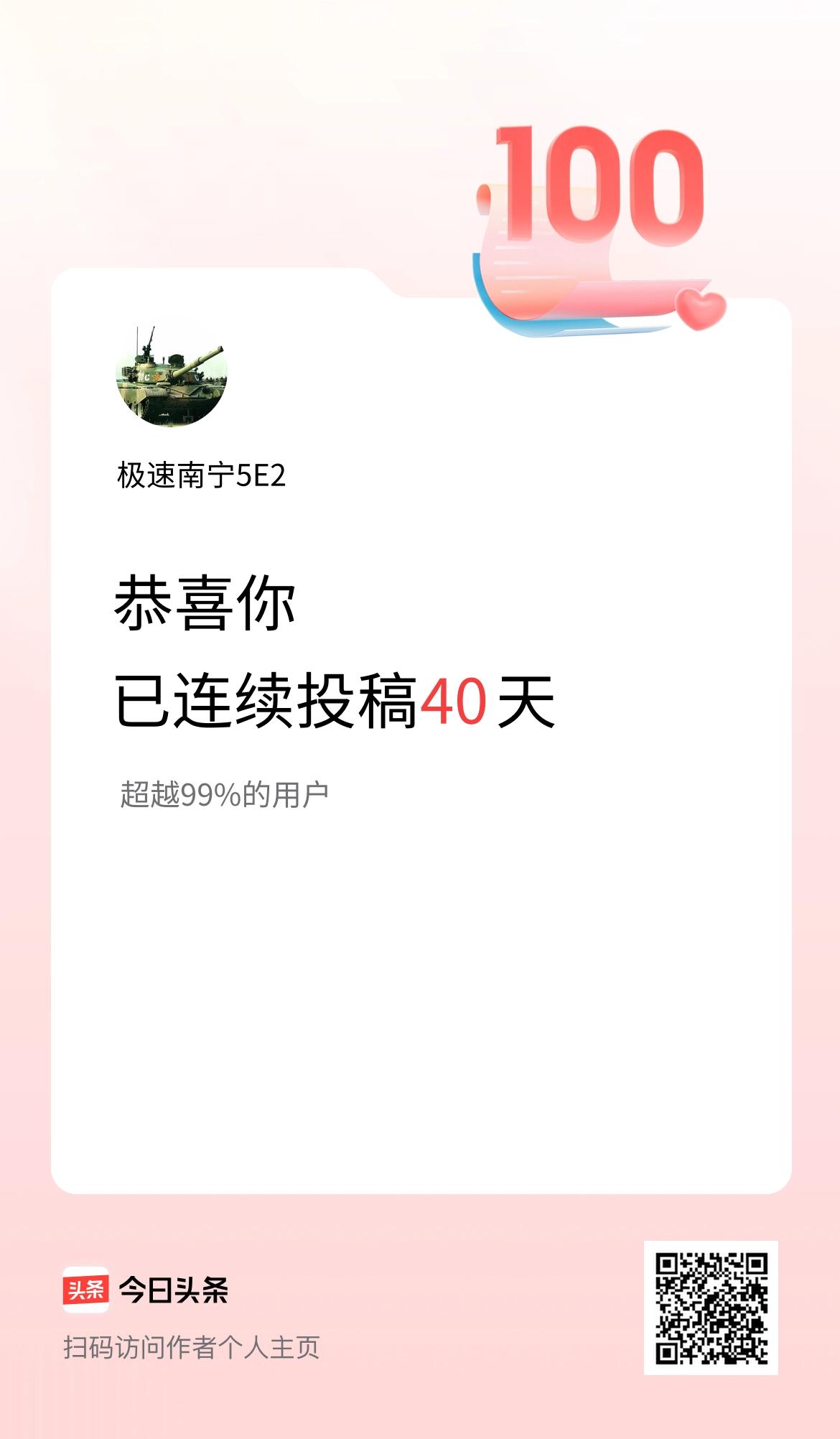 我在头条连续投稿40天