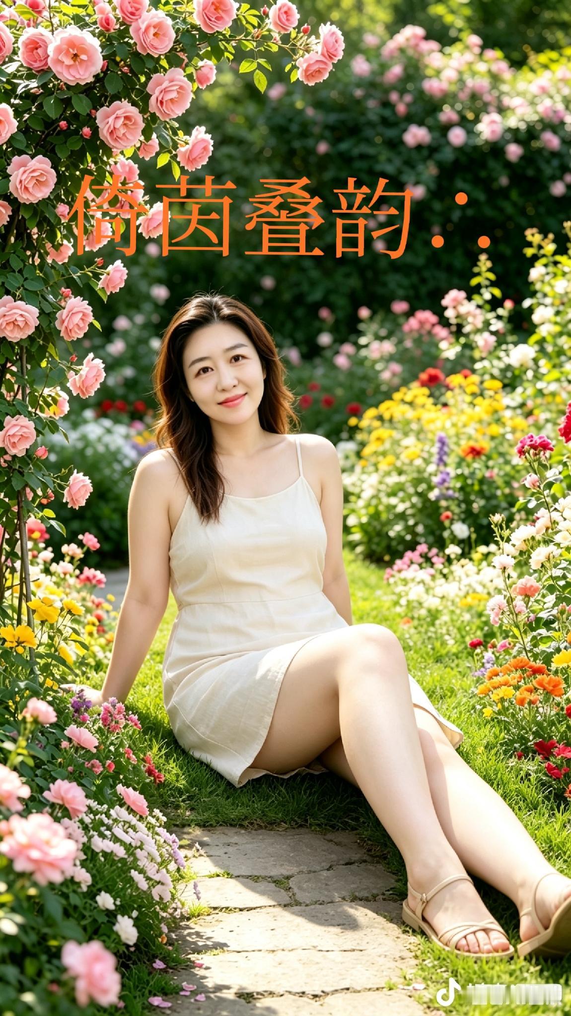 花径佳人
 
二八娇娥坐草坪，花盈小径韵娉婷。
短裙轻漾香风里，秀影斜倾画不成。