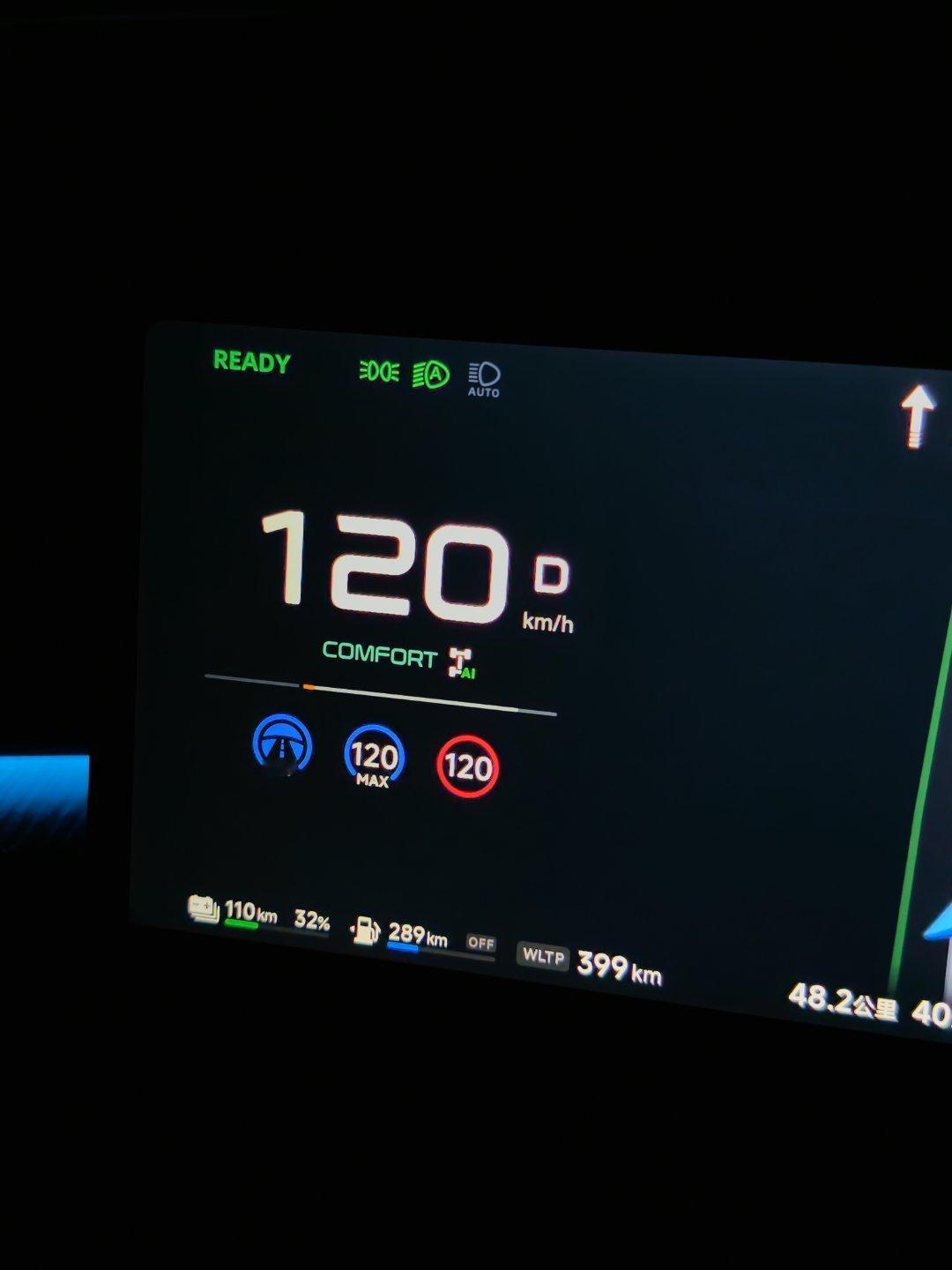 早上出发，今天路况还不错，这是小堵了一段。小鹏X9增程版，满油满电显示1315公