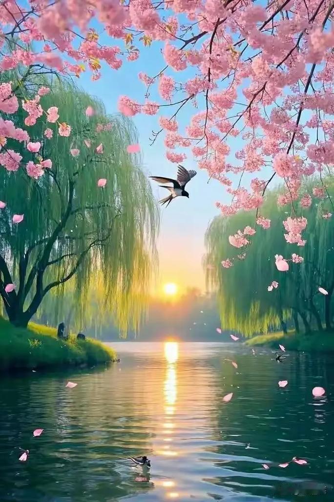 我的创意下联可以是：
1、东风送暖花自舞[碰拳]南雁归春柳轻摇‌。
2、东风送暖