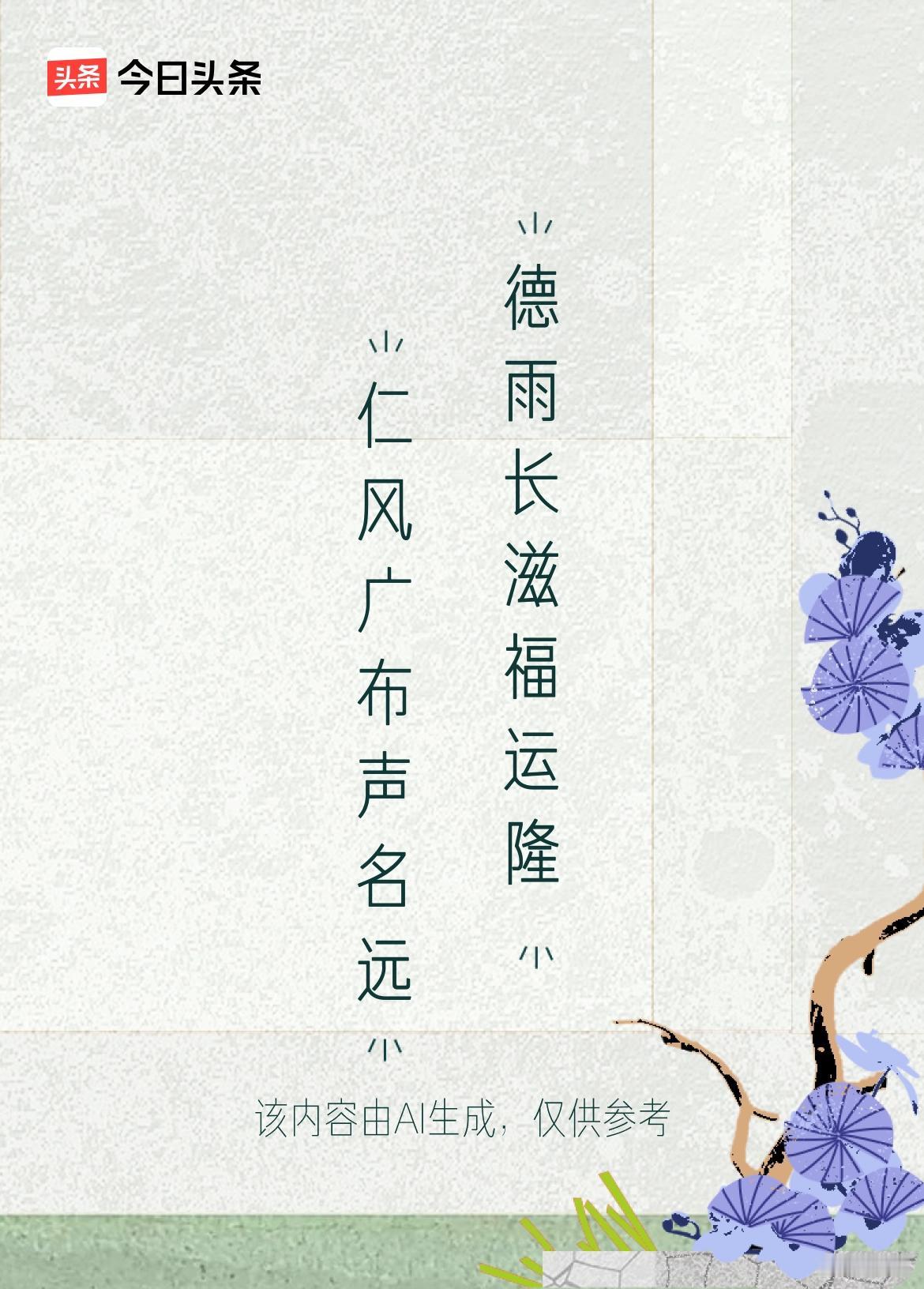 文学创作大会 “仁风广布声名远，德雨长滋福运隆”这对联太妙啦！上联里“仁风”化用