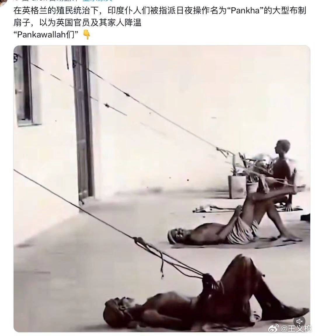 殖民地的人肉空调：这个场景在英国电影《印度之行》中也有呈现[发怒] 殖民者奴役这