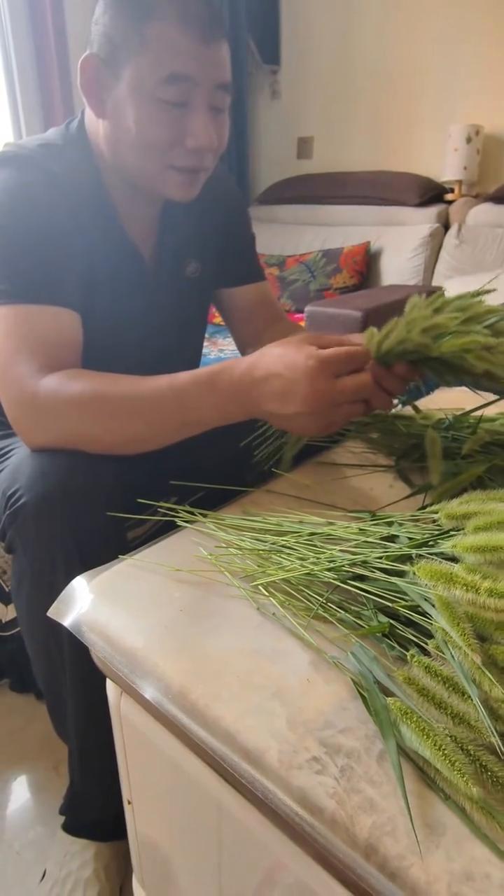 给粉了，网上的狗尾巴草的花给粉的，看看就你这个，那个为你闺女准备的，剩的亏大葱的
