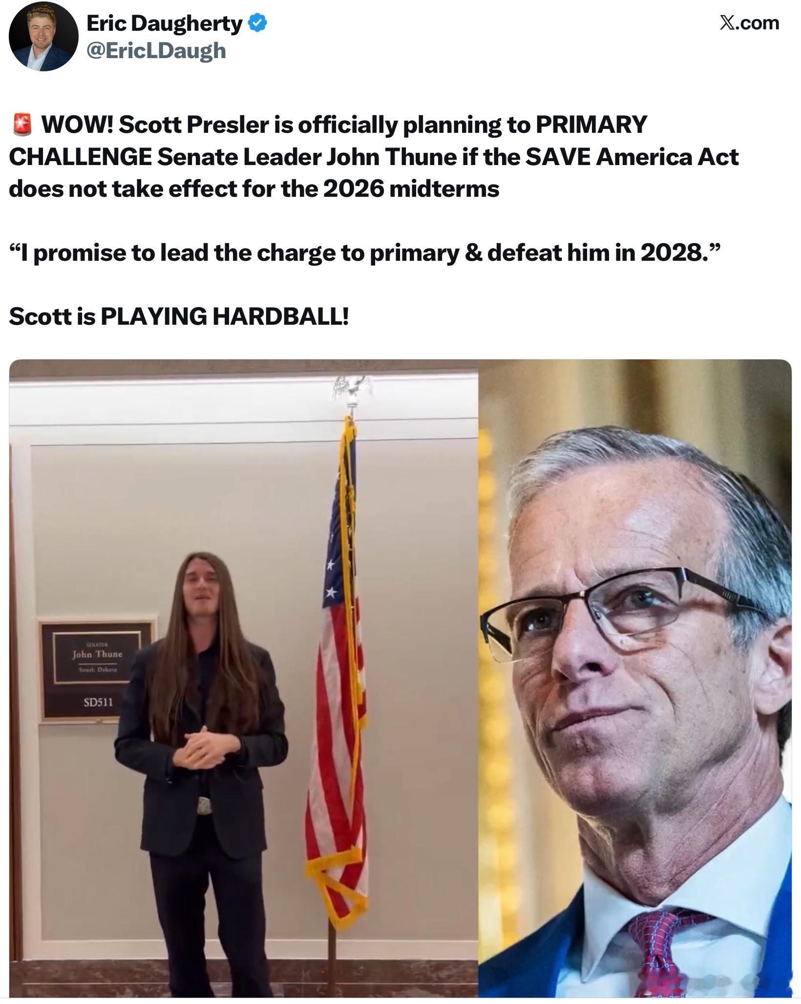 Scott Presler 正式下戰帖了！他表示，如果《拯救美國法案》（SAVE