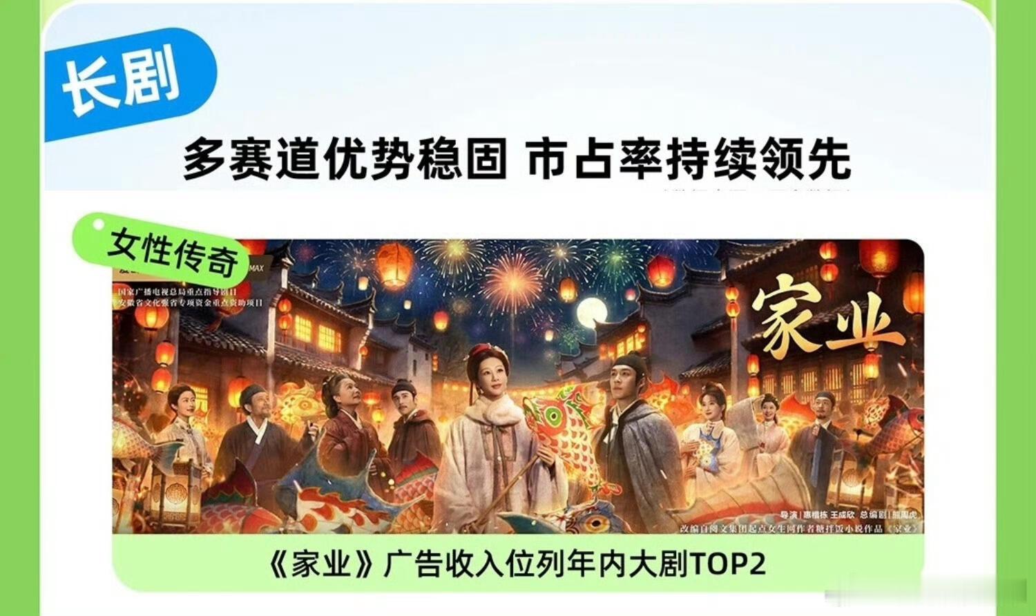 杨紫《家业》登爱奇Q2财报，平台认证热度口碑双丰收，广告收入稳居年内大剧TOP2