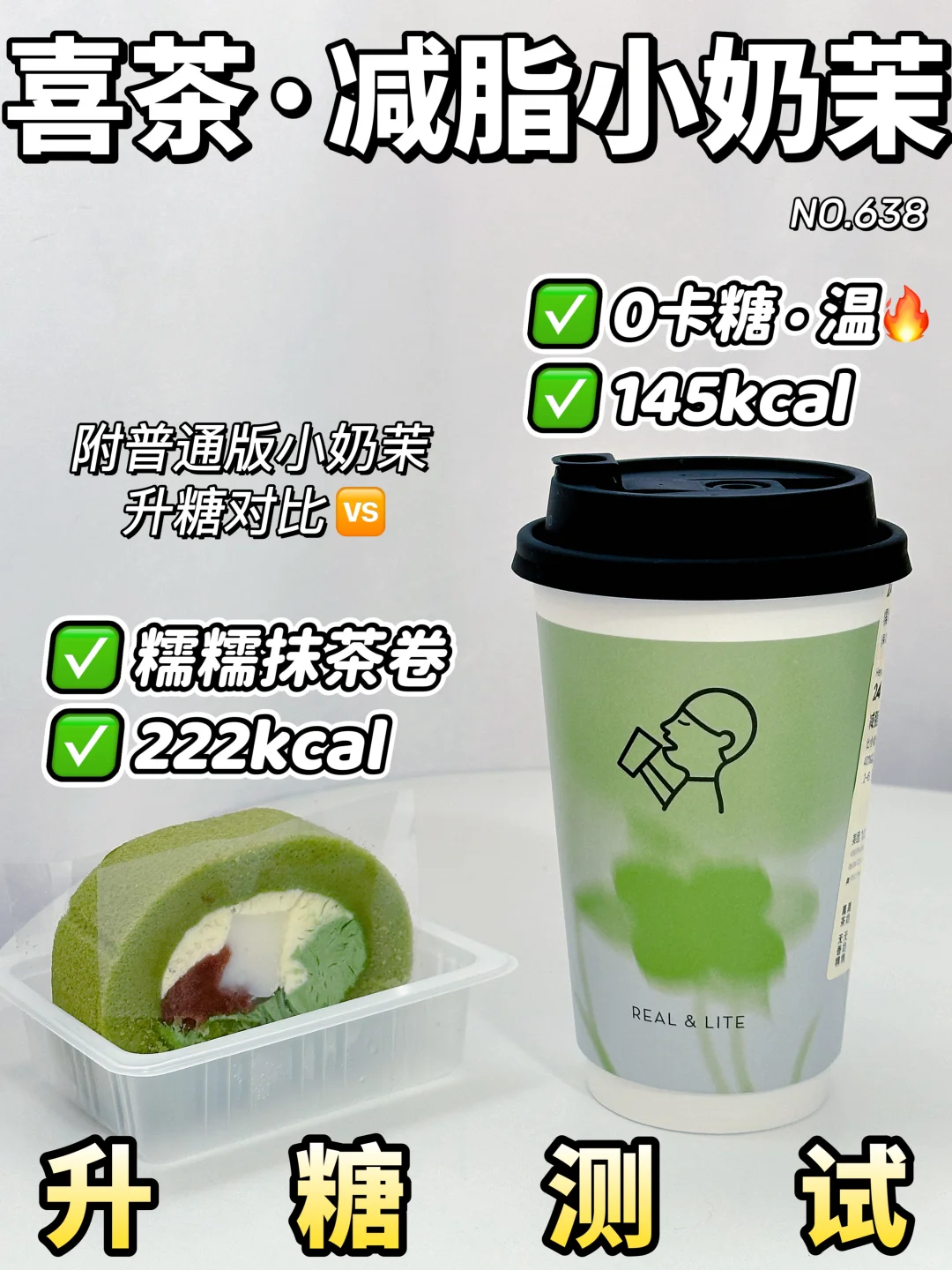 喜茶减脂小奶茉&糯糯抹茶卷 | 升糖测试