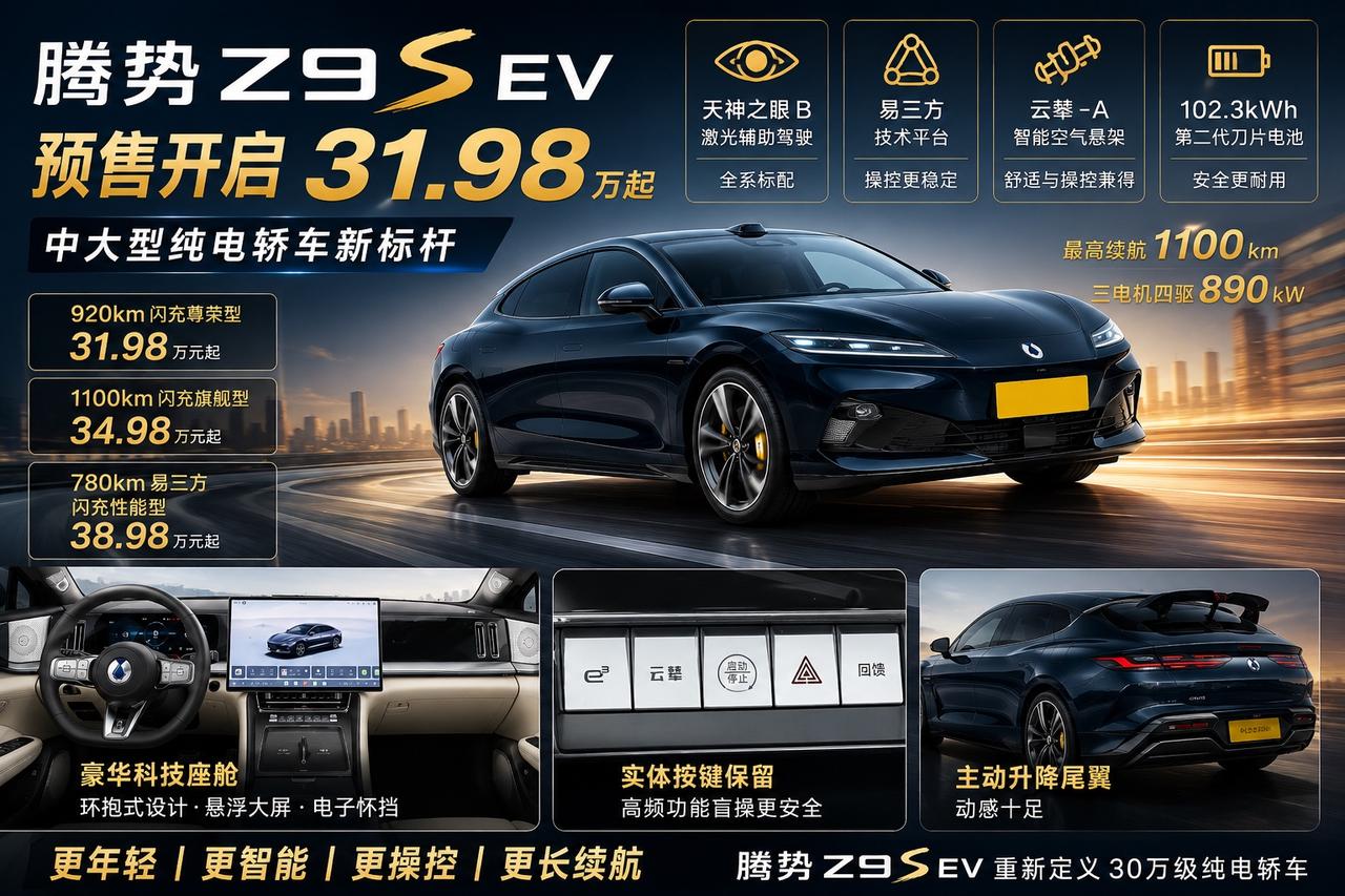 31.98万起，腾势Z9S详细对比来了！
🔥腾势Z9S这次预售31.98万起（