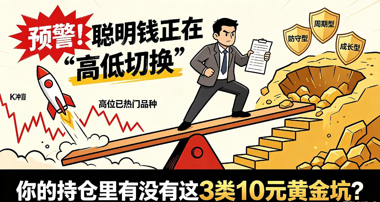 预警！聪明钱正在“高低切换”，你的持仓里有没有这3类10元黄金坑？

温馨提示：