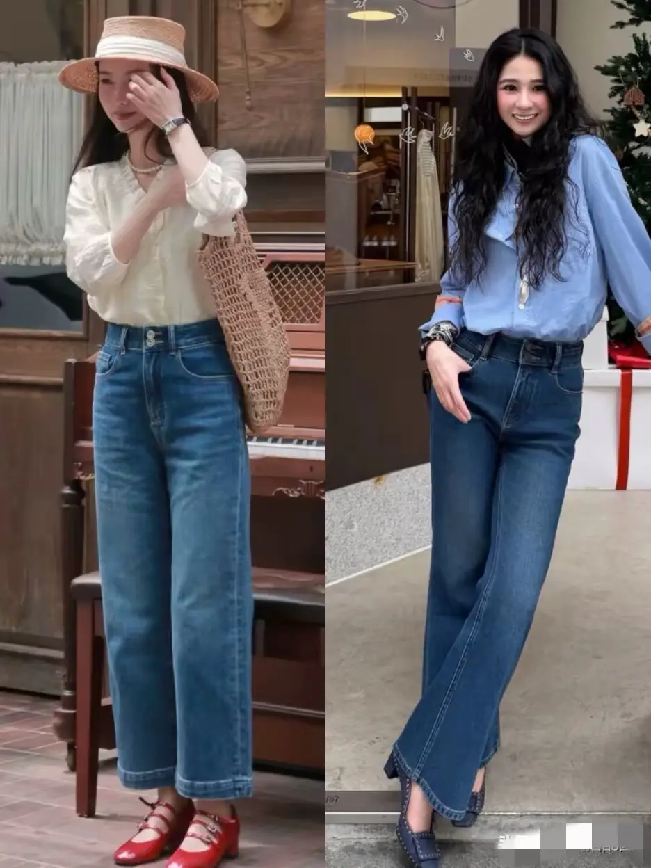 今年不流行阔腿裤了，“牛仔裤+低跟鞋”才是春夏最正确打开方式 