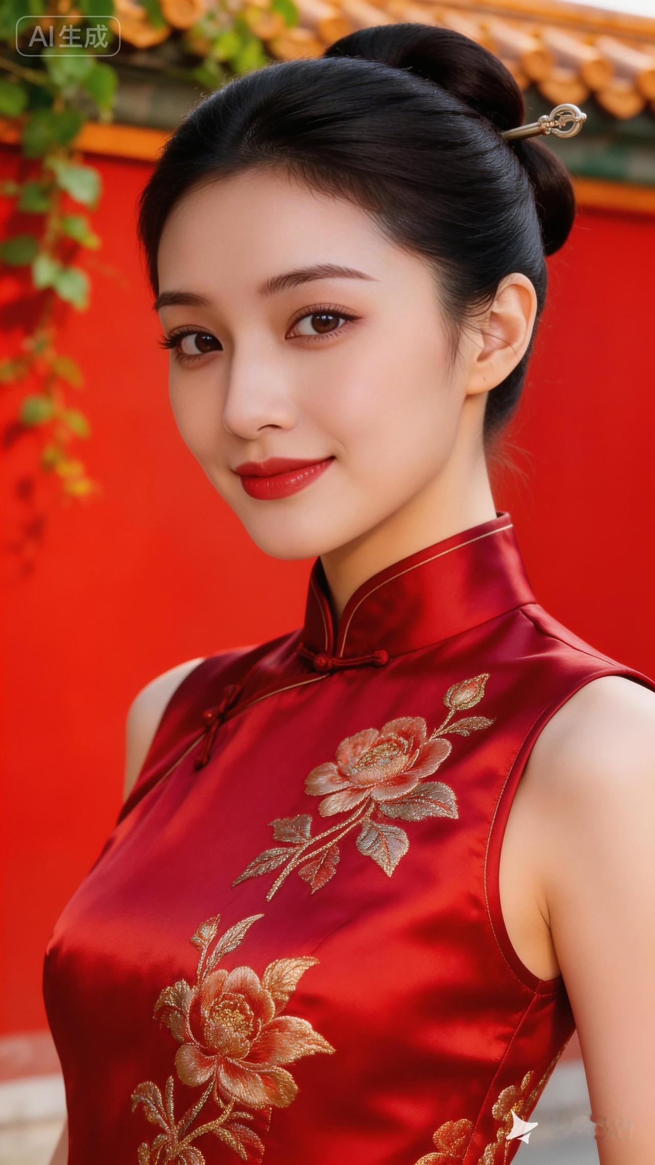 东方美人，红衣华裳，韵味十足