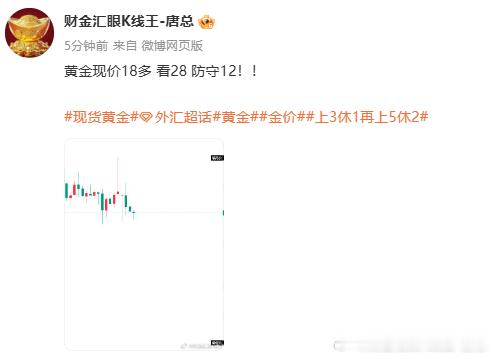 黄金现价18多保本离场，这行情就是一坨赖克包[怒][怒]稳健起见，老唐已经通知实