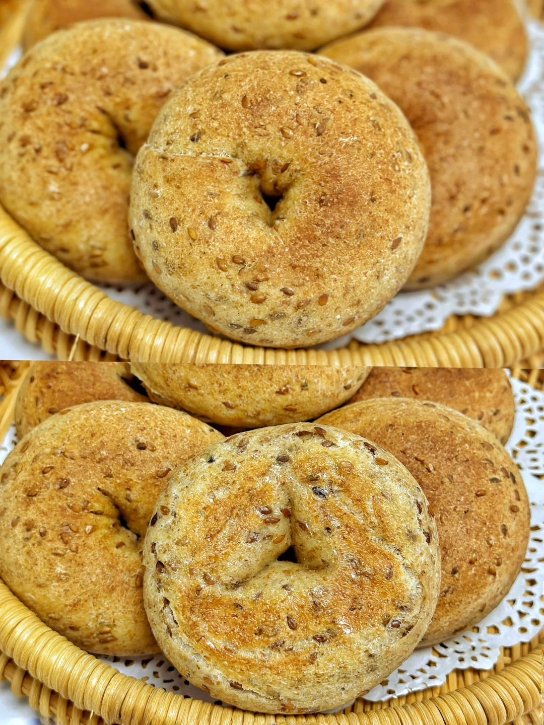 零糖油亚麻籽全麦贝果🥯低卡饱腹❗️减脂必备